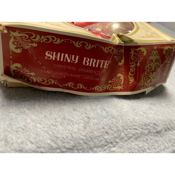 Shiny Brite Vintage Glass Christmas Ornaments Set 12 Red Gold Silver 2" Round Bo - Picture 7 of 10